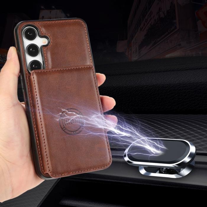 OEM - Mobilfodral för Samsung Galaxy S26 Kortfack Kickstand Konstläder + TPU - Kaffe