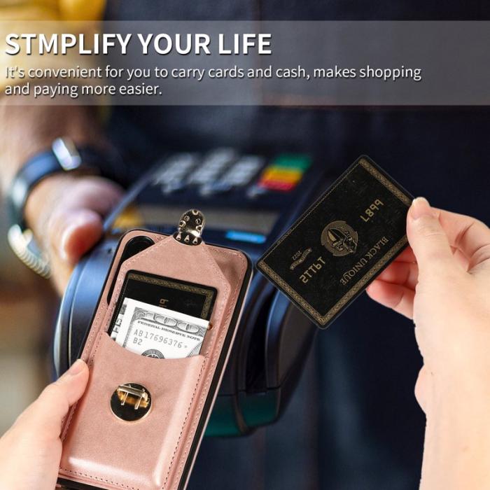 OEM - Mobilfodral för Samsung Galaxy S26 Kortfack Kickstand Konstläder + TPU Roséguld