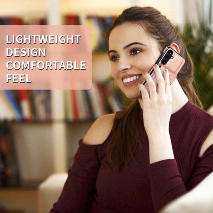 OEM - Mobilfodral för Samsung Galaxy S26 Kortfack Kickstand Konstläder + TPU Roséguld