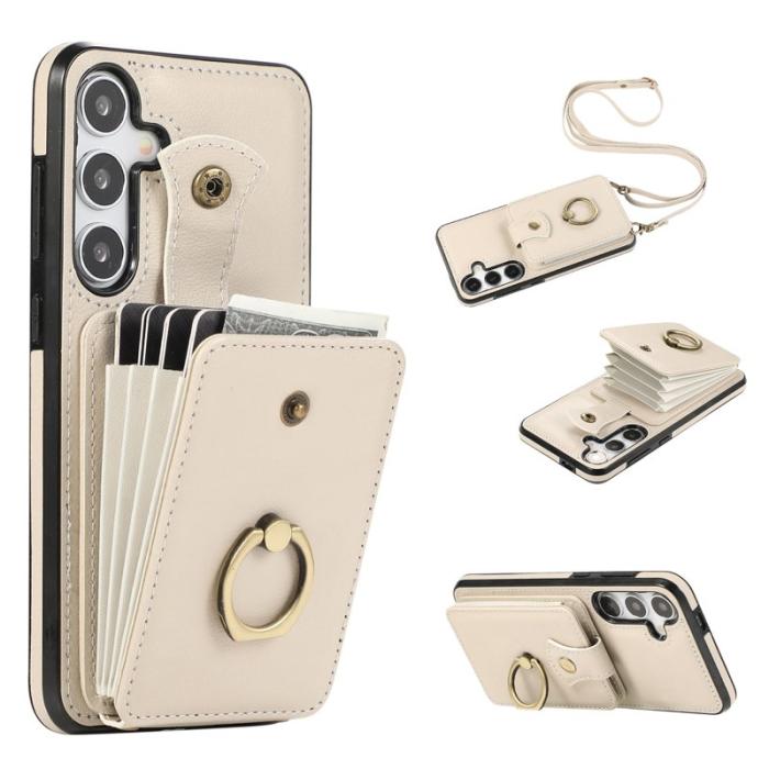 OEM - Mobilfodral för Samsung Galaxy S26 Kortfack Ring Kickstand - Beige