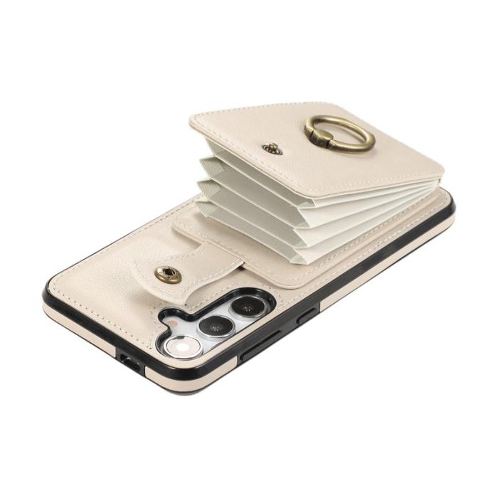 OEM - Mobilfodral för Samsung Galaxy S26 Kortfack Ring Kickstand - Beige