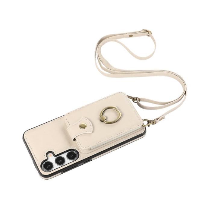OEM - Mobilfodral för Samsung Galaxy S26 Kortfack Ring Kickstand - Beige