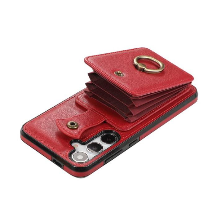 OEM - Mobilfodral för Samsung Galaxy S26 Kortfack Ring Kickstand - Röd