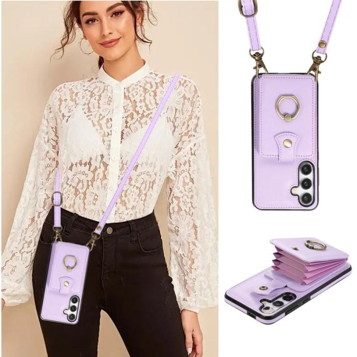 OEM - Mobilfodral för Samsung Galaxy S26 Kortfack Ring Kickstand TPU - Lila