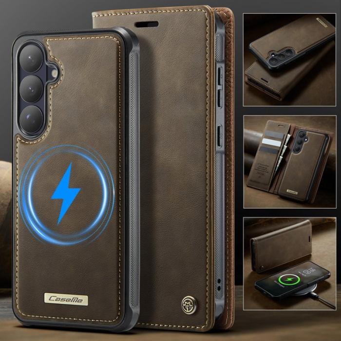 Caseme - CaseMe Plånboksfodral för Samsung Galaxy S26 Magnetiskt Äkta läder RFID - Kaffe
