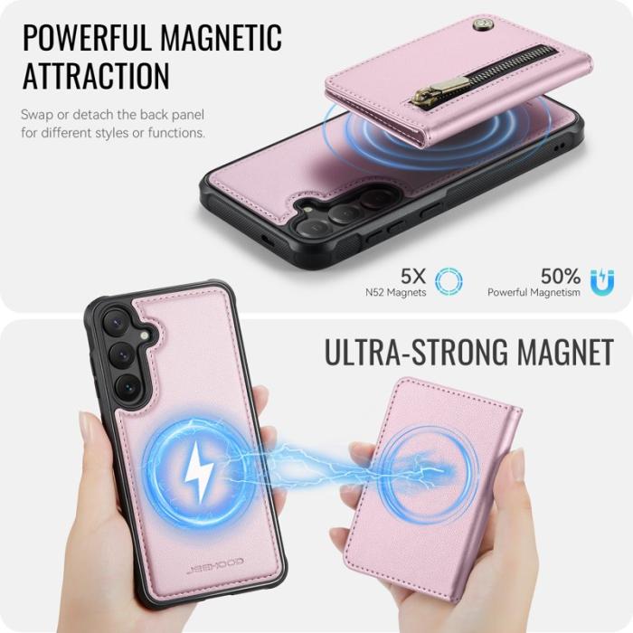 JEEHOOD - JEEHOOD Plånboksfodral för Samsung Galaxy S26 Konstläder Kickstand - Rosa