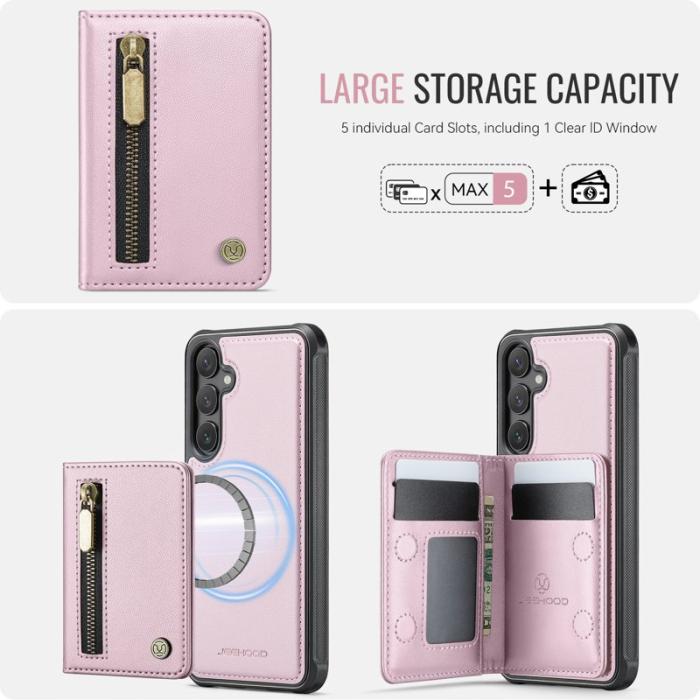 JEEHOOD - JEEHOOD Plånboksfodral för Samsung Galaxy S26 Konstläder Kickstand - Rosa