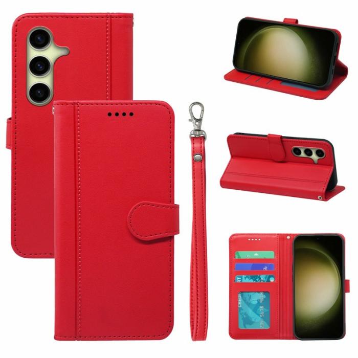 OEM - Plånboksfodral för Samsung Galaxy S26 Magnetiskt Konstläder med rem - Röd