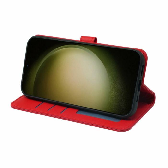 OEM - Plånboksfodral för Samsung Galaxy S26 Magnetiskt Konstläder med rem - Röd