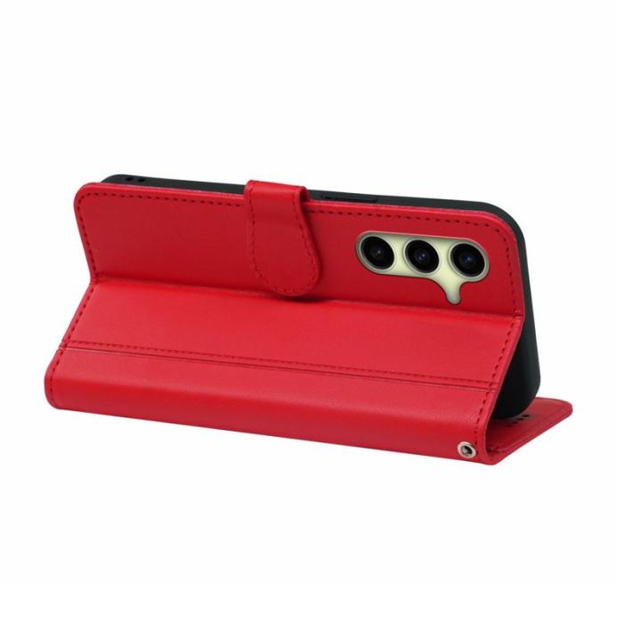 OEM - Plånboksfodral för Samsung Galaxy S26 Magnetiskt Konstläder med rem - Röd