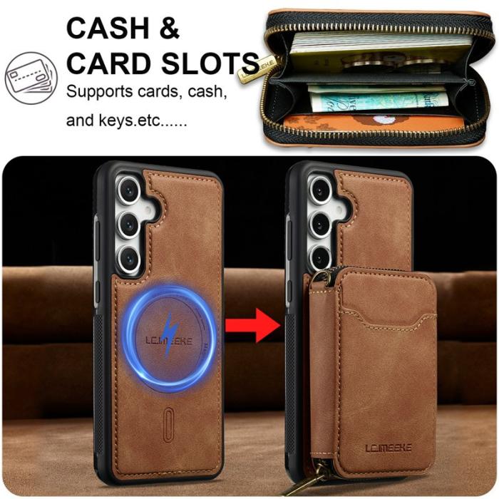LC.imeeke - LC.IMEEKE Plånboksfodral för Samsung Galaxy S26 Magnetiskt PC + TPU - Brun