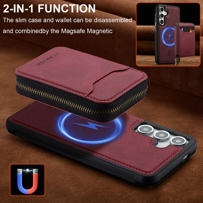 LC.imeeke - LC.IMEEKE Plånboksfodral för Samsung Galaxy S26 Magnetiskt PC + TPU - Röd