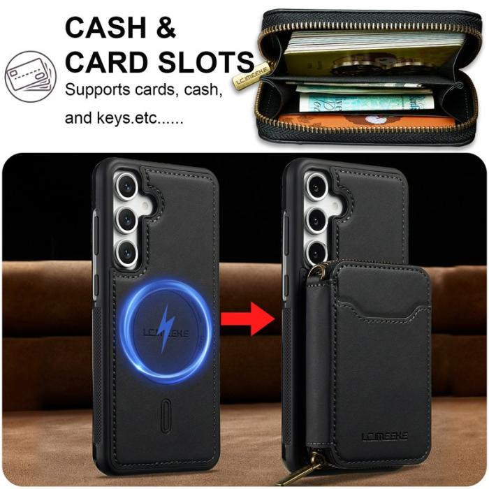 LC.imeeke - LC.IMEEKE Plånboksfodral för Samsung Galaxy S26 Magnetiskt PC + TPU - Svart