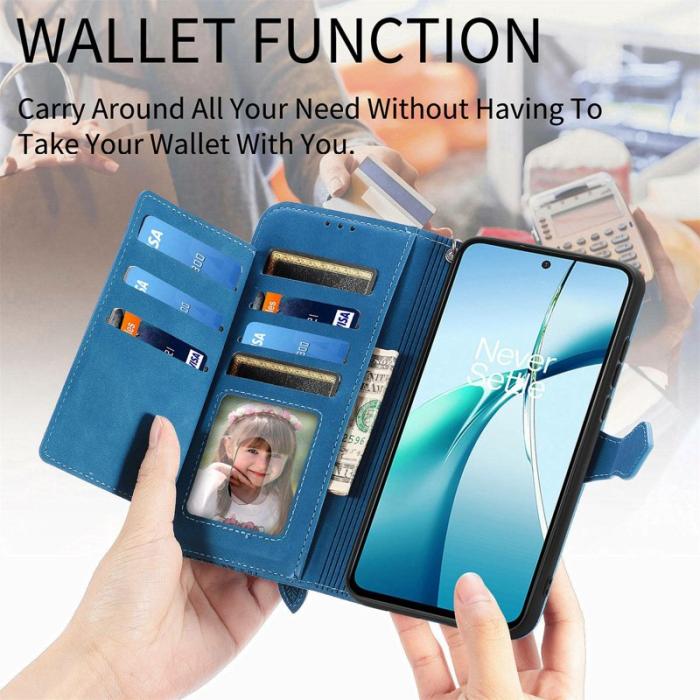 OEM - Plånboksfodral för Samsung Galaxy S26 Med dragkedja och rem - Blå