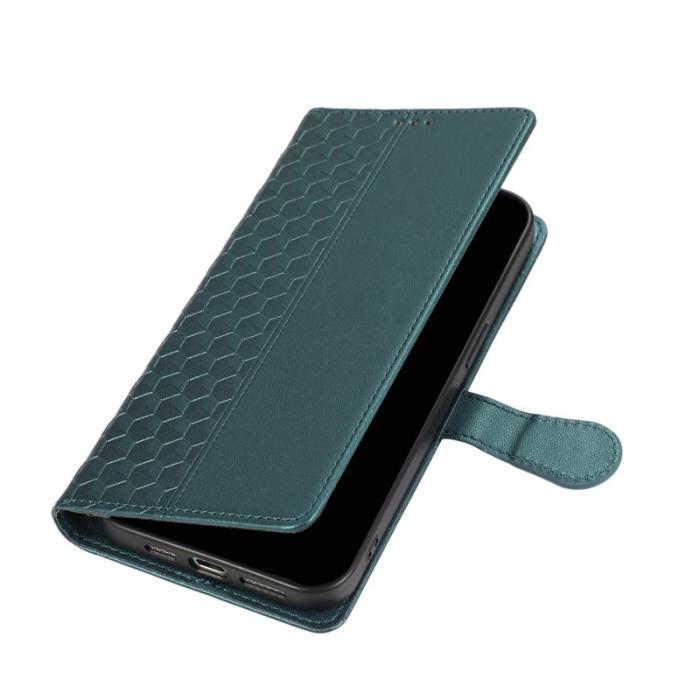 OEM - Plånboksfodral för Samsung Galaxy S26 Plus 3D Rhombus Konstläder - Grön