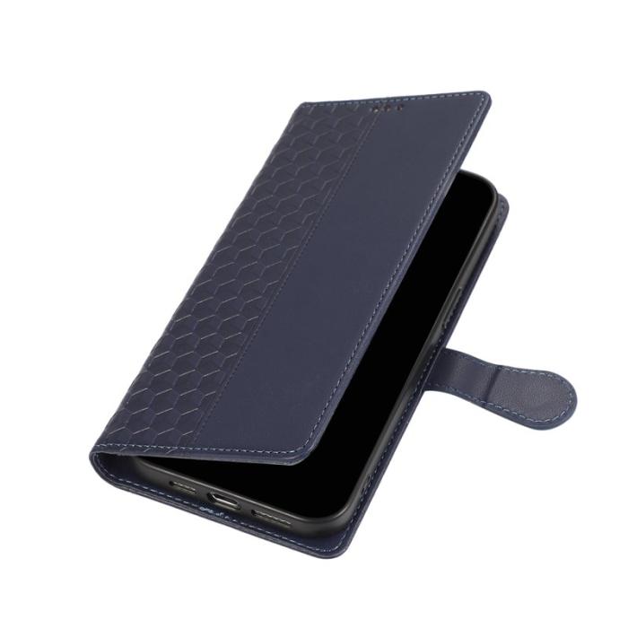 OEM - Plånboksfodral för Samsung Galaxy S26 Plus 3D Rombmönster Konstläder - Blå