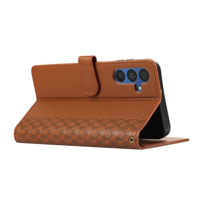 OEM - Plånboksfodral för Samsung Galaxy S26 Plus 3D Rombmönster Konstläder - Brun