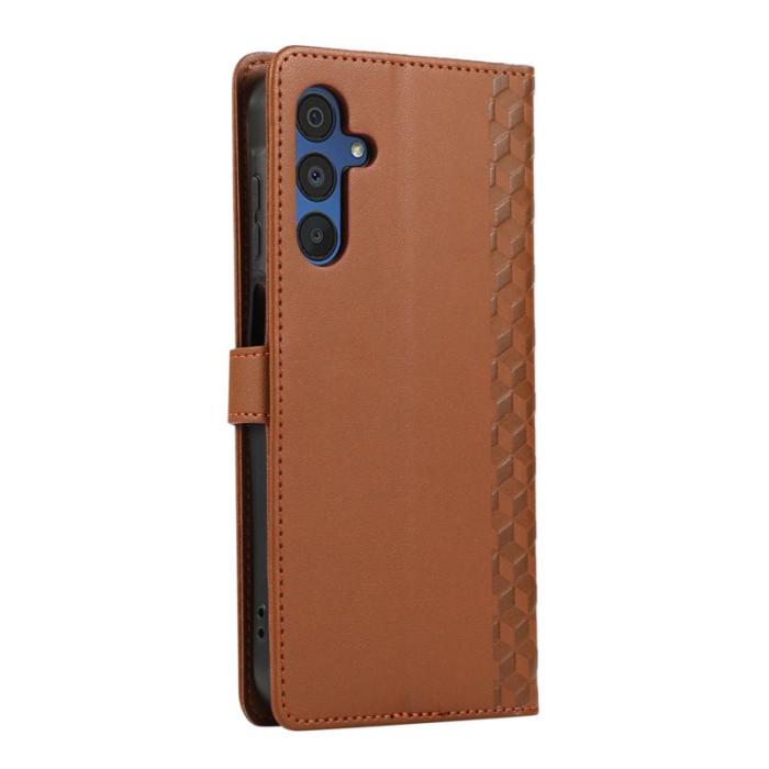 OEM - Plånboksfodral för Samsung Galaxy S26 Plus 3D Rombmönster Konstläder - Brun