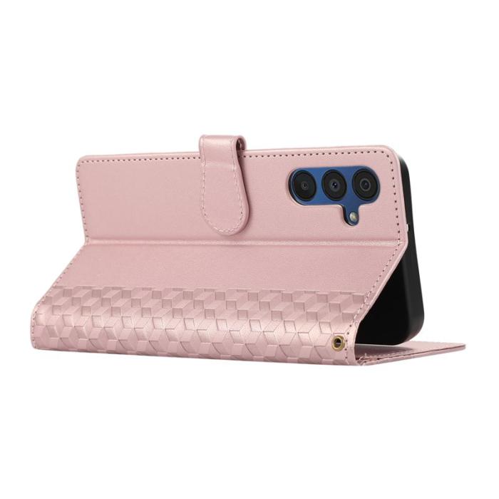 OEM - Plånboksfodral för Samsung Galaxy S26 Plus 3D Rombmönster Konstläder - Roséguld