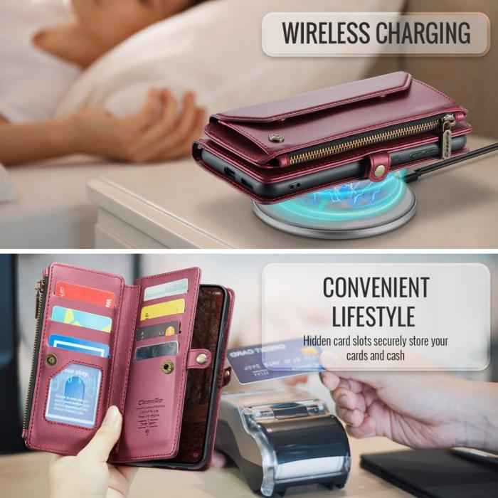 Caseme - CaseMe Mobilfodral för Samsung Galaxy S26 Plus Konstläder 10 kort - Röd