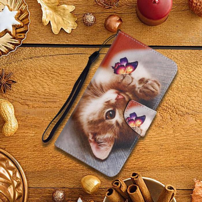 OEM - Mobilfodral för Samsung Galaxy S26 Plus Konstläder - Fjäril Katt