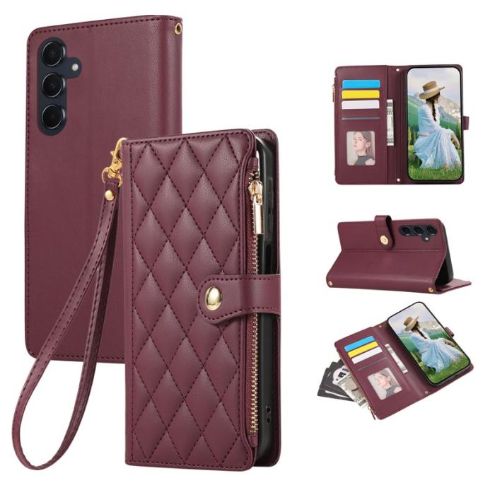 OEM - Mobilfodral för Samsung Galaxy S26 Plus Konstläder Flera kort - Vinröd