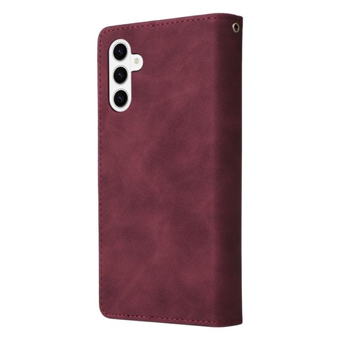 OEM - Plånboksfodral för Samsung Galaxy S26 Plus Konstläder Flera kortfack - Vinröd