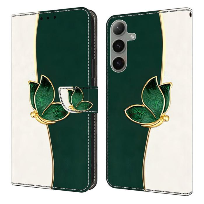OEM - Plånboksfodral för Samsung Galaxy S26 Plus Konstläder - Grön fjäril