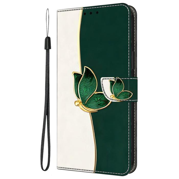 OEM - Plånboksfodral för Samsung Galaxy S26 Plus Konstläder - Grön fjäril