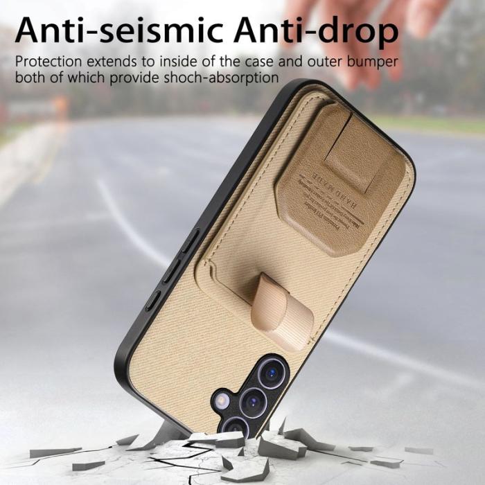OEM - Mobilfodral för Samsung Galaxy S26 Plus Konstläder Kickstand - Khaki
