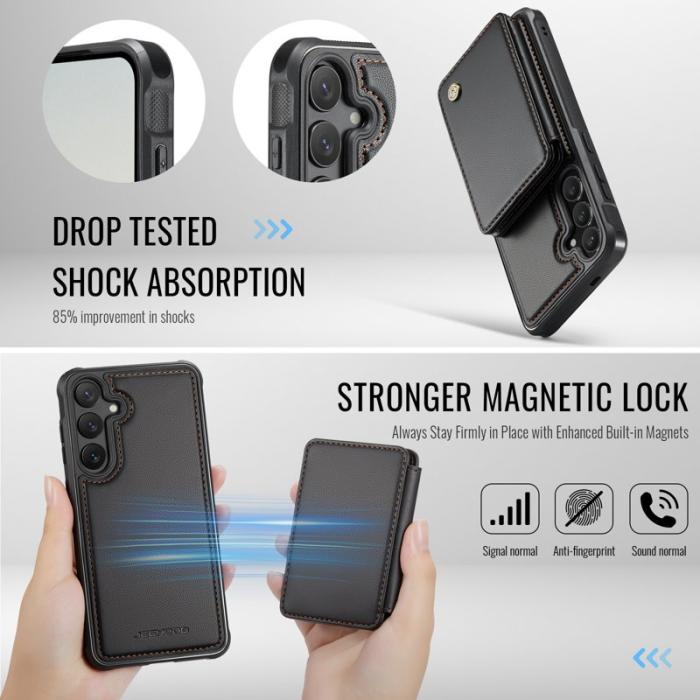 JEEHOOD - JEEHOOD Mobilfodral för Samsung Galaxy S26 Plus Konstläder Magnetisk - Svart