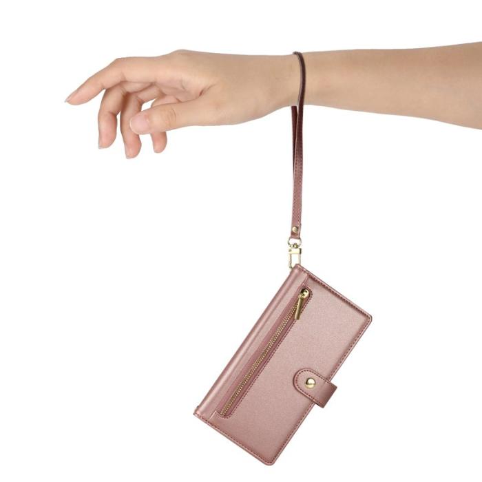 OEM - Plånboksfodral för Samsung Galaxy S26 Plus Konstläder med dragkedja - Rosa