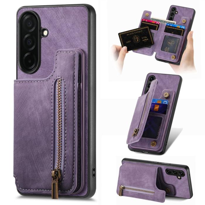 OEM - Mobilfodral för Samsung Galaxy S26 Plus Konstläder med kortfack - Lila