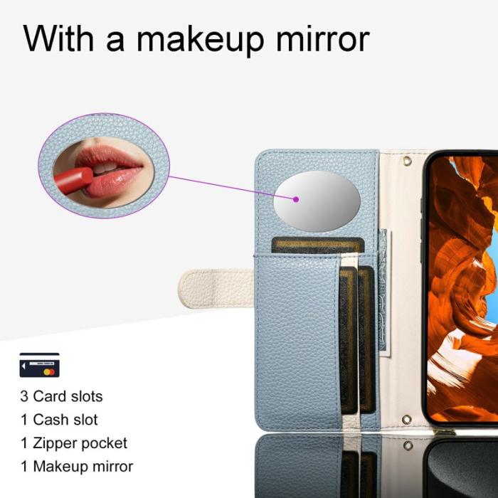 ESEBLE - ESEBLE Mobilfodral för Samsung Galaxy S26 Plus Konstläder med spegel - Ljusblå