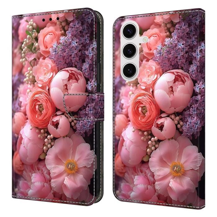 OEM - Plånboksfodral för Samsung Galaxy S26 Plus Konstläder Mönster - Ranunculaceae