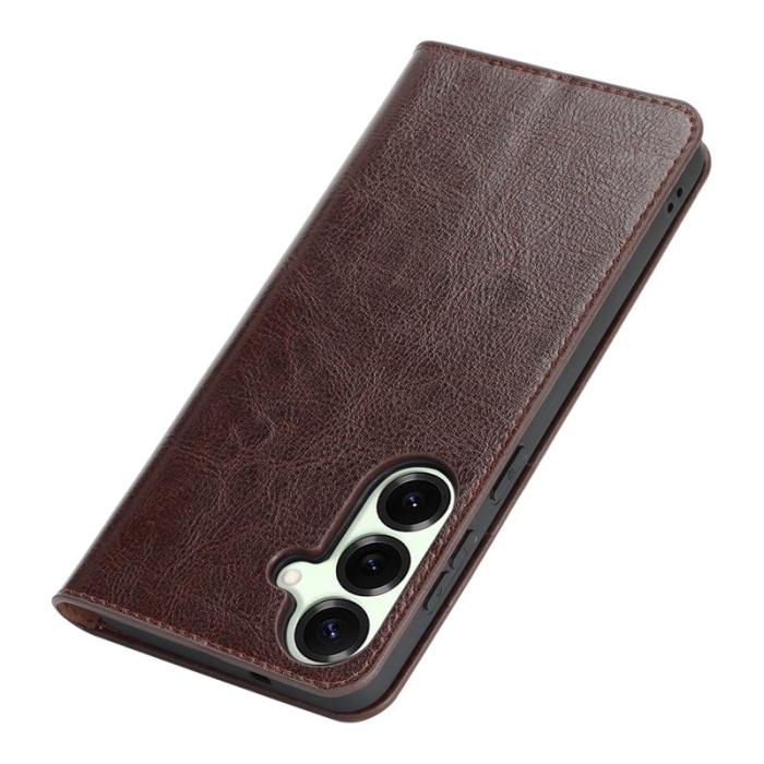 OEM - Plånboksfodral för Samsung Galaxy S26 Plus Äkta läder - Mörkbrun