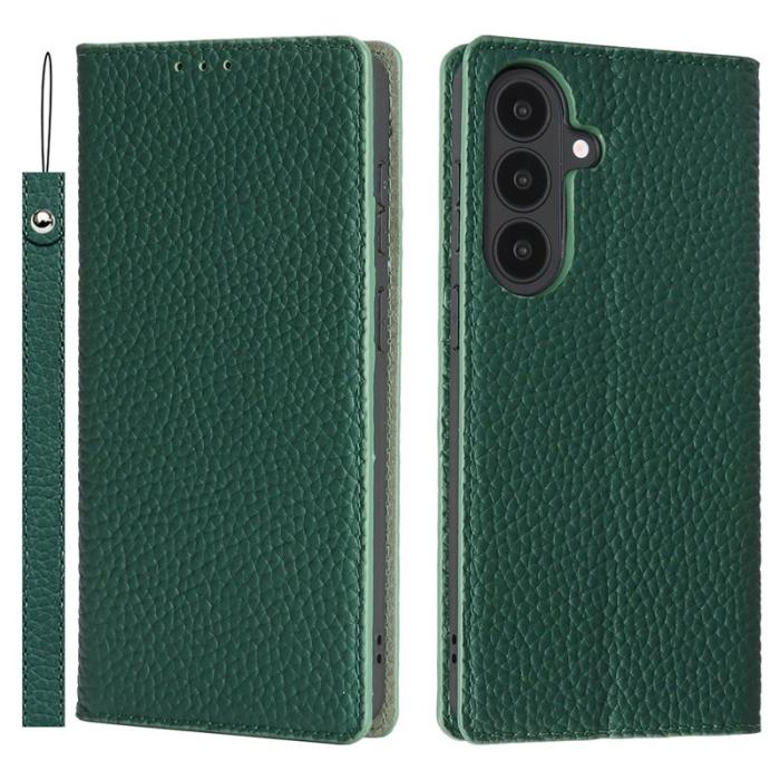 OEM - Plånboksfodral för Samsung Galaxy S26 Plus Äkta läder - Mörkgrön
