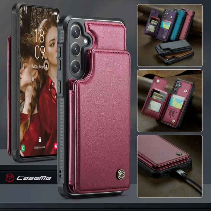 Caseme - CaseMe Mobilfodral för Samsung Galaxy S26 Plus Konstläder RFID 5 kort - Röd