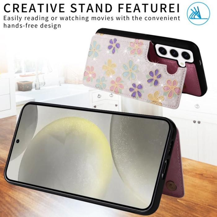 OEM - Mobilfodral för Samsung Galaxy S26 Plus Konstläder RFID - Blommor