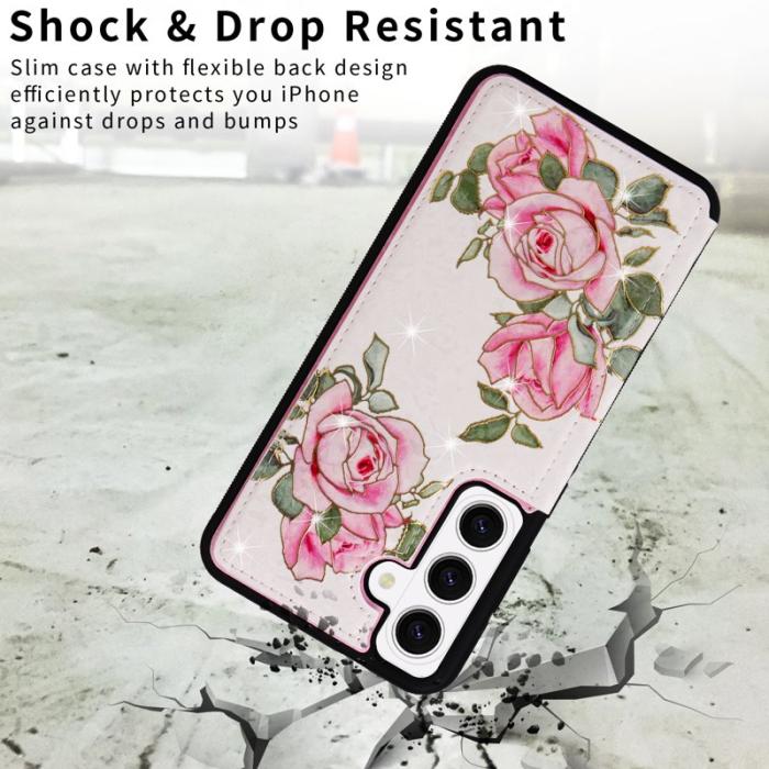 OEM - Mobilfodral för Samsung Galaxy S26 Plus Konstläder RFID - Rosablomma