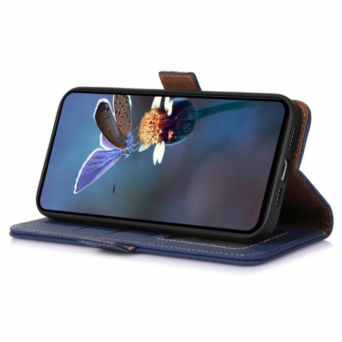 OEM - Mobilfodral för Samsung Galaxy S26 Plus Äkta läder RFID - Safir