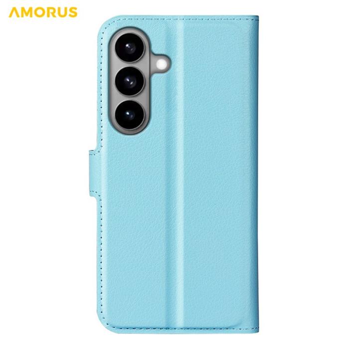 Amorus - Amorus Plånboksfodral för Samsung Galaxy S26 Plus Konstläder Stöd - Blå