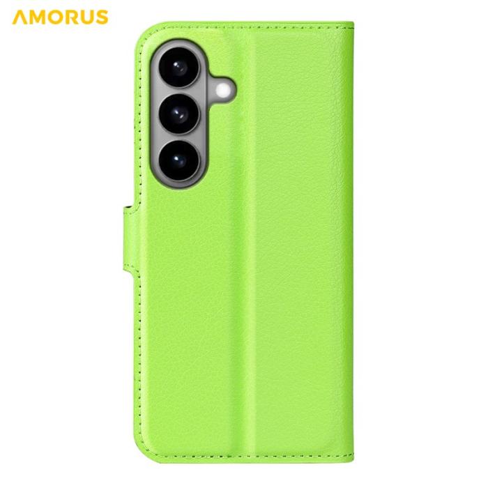 Amorus - Amorus Plånboksfodral för Samsung Galaxy S26 Plus Konstläder Stöd - Grön