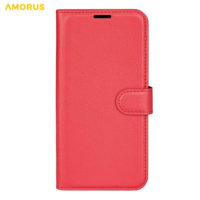 Amorus - Amorus Plånboksfodral för Samsung Galaxy S26 Plus Konstläder Stöd - Röd