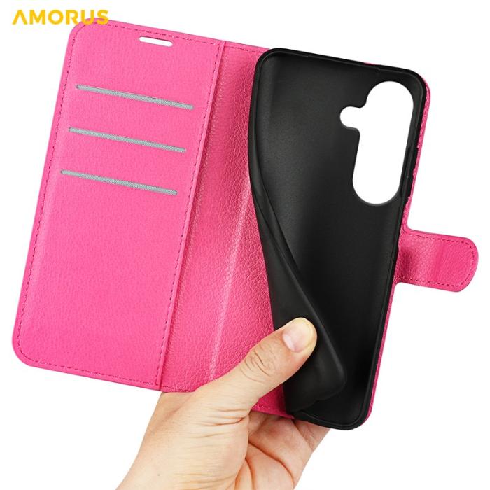 Amorus - Amorus Plånboksfodral för Samsung Galaxy S26 Plus Konstläder Stöd - Rosa