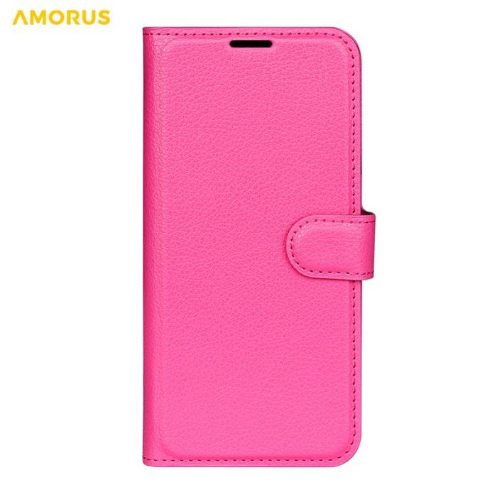 Amorus - Amorus Plånboksfodral för Samsung Galaxy S26 Plus Konstläder Stöd - Rosa