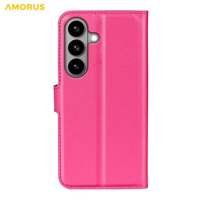 Amorus - Amorus Plånboksfodral för Samsung Galaxy S26 Plus Konstläder Stöd - Rosa