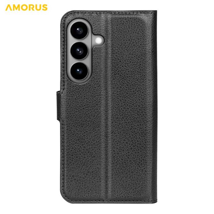Amorus - Amorus Plånboksfodral för Samsung Galaxy S26 Plus Konstläder Stöd - Svart