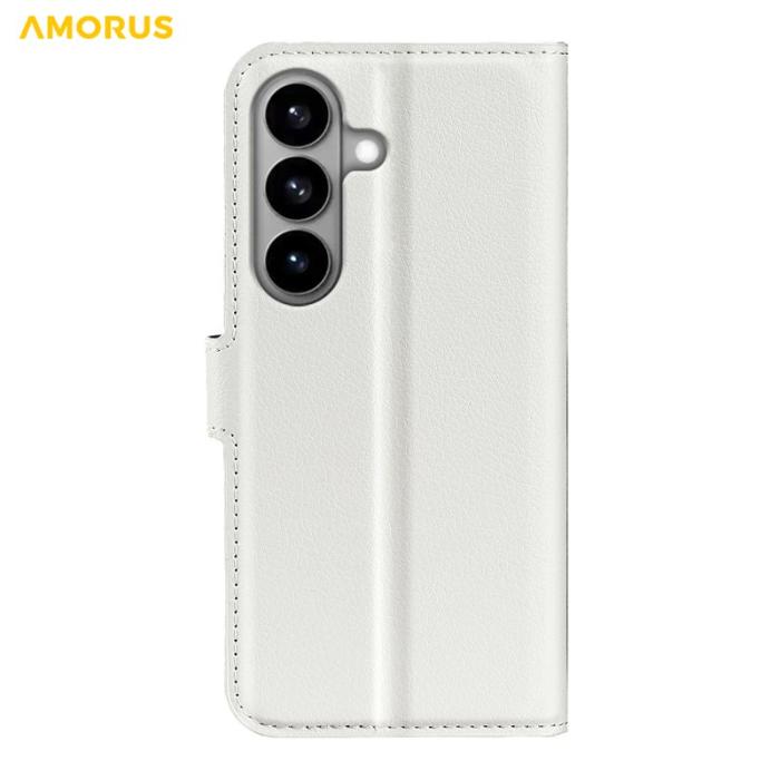 Amorus - Amorus Plånboksfodral för Samsung Galaxy S26 Plus Konstläder Stöd - Vit