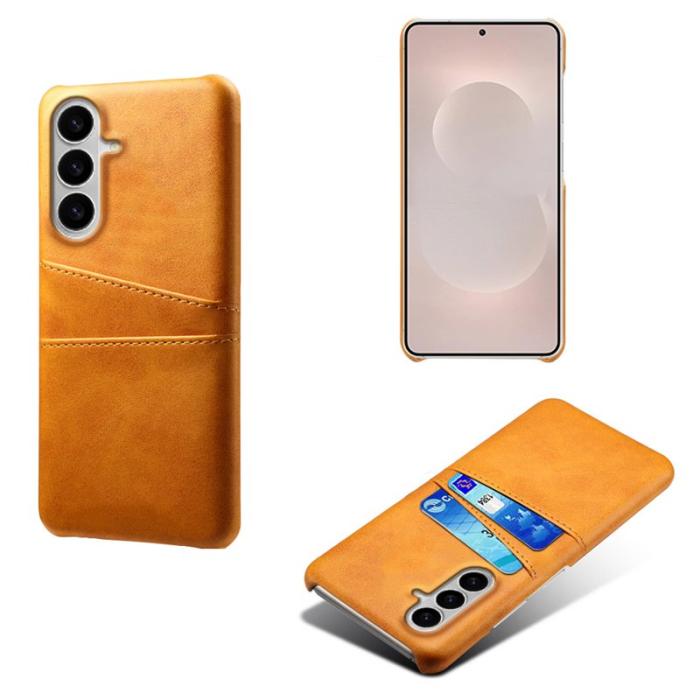 OEM - Mobilfodral för Samsung Galaxy S26 Plus Dubbel kortfack Konstläder - Orange